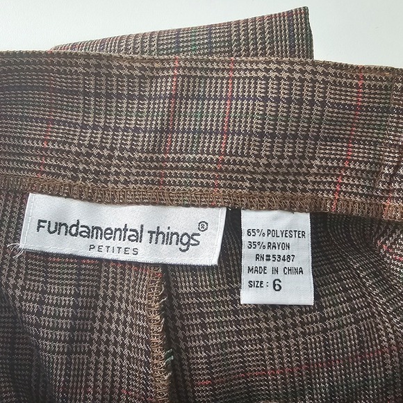 Fundamental Things Petites Plaid High Waisted Pleated Pants Size 6 Brown Red - Picture 3 of 4
